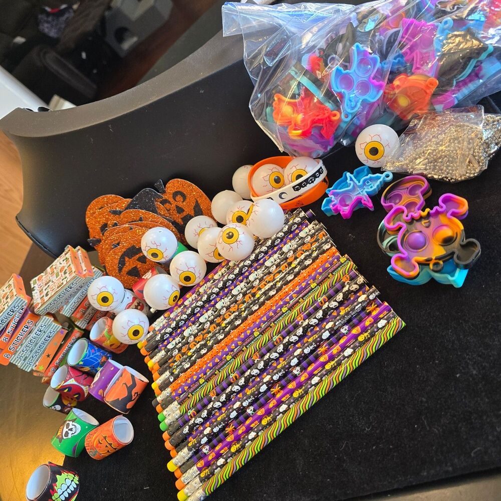 160+ Halloween Party Favor Assortment Pencils Stickers Fidget Toys